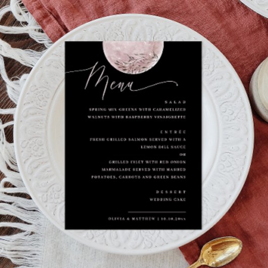 Elegante roze maan | Black Celestial Wedding Dinne Menu