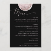 Elegante Roze Maan | Zwarte Hemelbruiloftsdiner Menu (Voorkant)