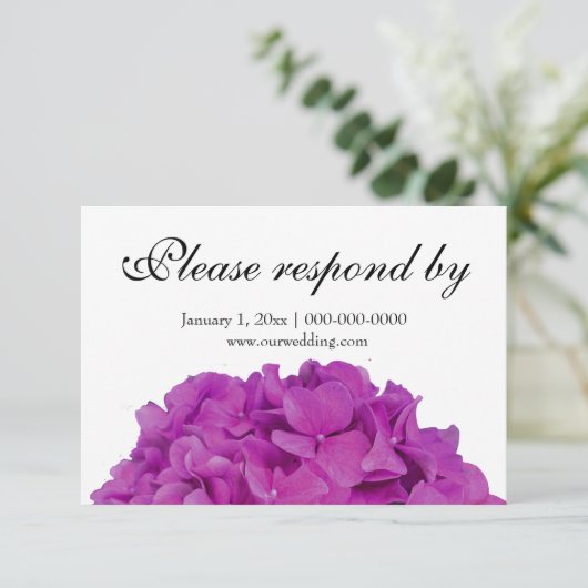 Elegante roze magenta bloemenhortensia's rozen RSV Save The Date (Staand voorkant)