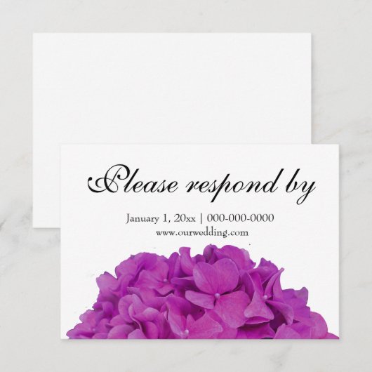 Elegante roze magenta bloemenhortensia's rozen RSV Save The Date (Voorkant / Achterkant)