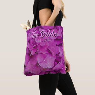 Elegante roze magenta bloemige hortensia rozen tote bag