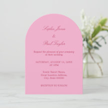 Elegante Roze Magenta Boog Huwelijksuitnodiging