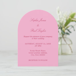 Elegante Roze Magenta Boog Huwelijksuitnodiging Kaart