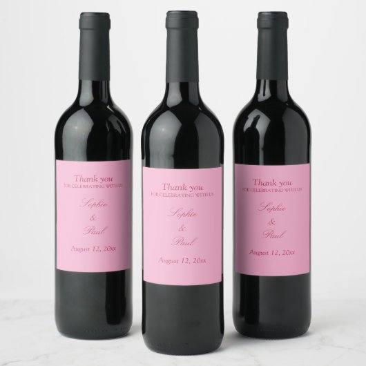 Elegante roze magenta bruiloft wijn etiketten (Flessen)