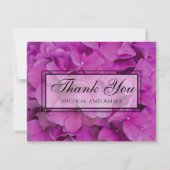 Elegante roze magenta floral hortensia rozen bedankkaart (Voorkant)