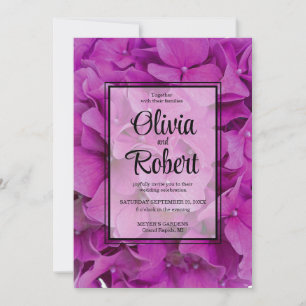 Elegante roze magenta floral hortensia rozen kaart
