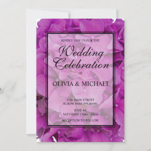 Elegante roze magenta floral hortensia rozen kaart