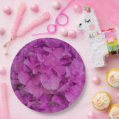 Elegante roze magenta floral hortensia rozen papieren bordje (Feest)