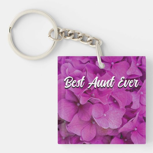 Elegante roze magenta floral hortensia rozen sleutelhanger (Voorkant)
