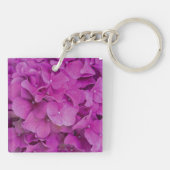 Elegante roze magenta floral hortensia rozen sleutelhanger (Achterkant)