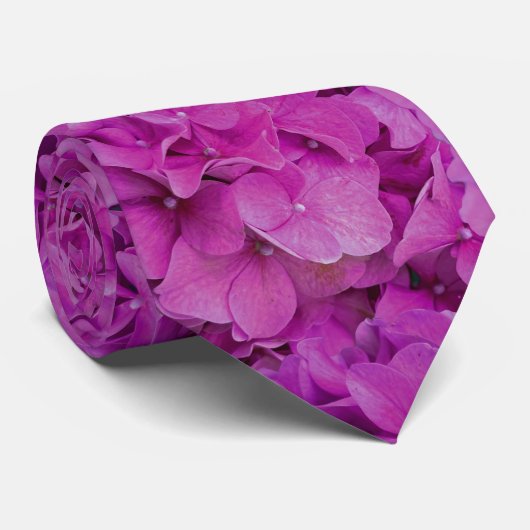 Elegante roze magenta floral hortensia rozen stropdas (Opgerold)