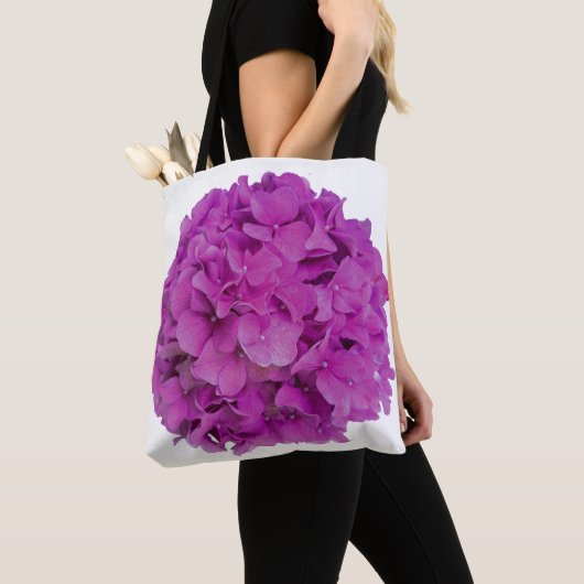 Elegante roze magenta floral hortensia rozen tote bag (Dichtbij)
