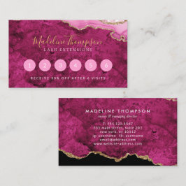Elegante roze magenta marmer agaat geode klantenkaartje