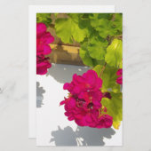 Elegante roze magenta rode bloemen briefpapier (Voorkant / Achterkant)