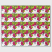 Elegante roze magenta rode bloemen cadeaupapier (Vlak)