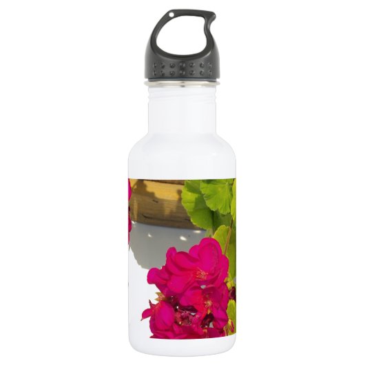 Elegante roze magenta rode bloemen waterfles  (Voorkant)