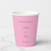 Elegante Roze Magenta Trouwpapier Cups Papieren Bekers (Achterkant)
