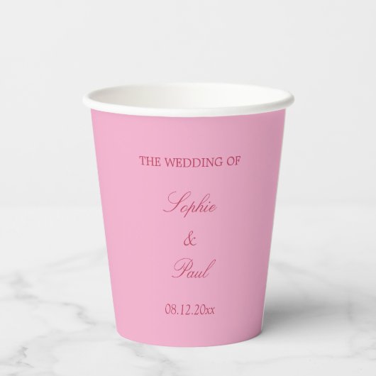 Elegante Roze Magenta Trouwpapier Cups Papieren Bekers (Achterkant)