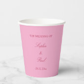 Elegante Roze Magenta Trouwpapier Cups Papieren Bekers (Voorkant)