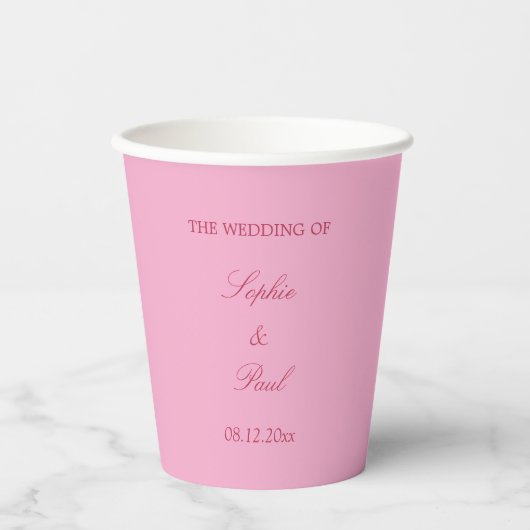 Elegante Roze Magenta Trouwpapier Cups Papieren Bekers (Voorkant)