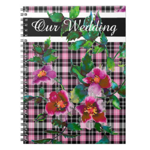 Elegante roze magenta waterverf bloemen notitieboek