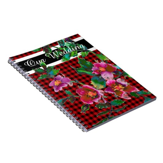 Elegante roze magenta waterverf bloemen notitieboek (Rechterzijde)