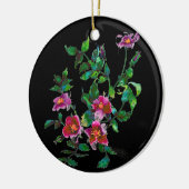 Elegante roze magenta waterverf bloemen rozen keramisch ornament (Links)