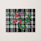 Elegante roze magenta waterverf bloemen rozen legpuzzel (Horizontaal)