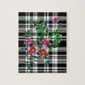 Elegante roze magenta waterverf bloemen rozen legpuzzel (Verticaal)