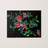 Elegante roze magenta waterverf bloemen rozen legpuzzel (Horizontaal)