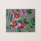 Elegante roze magenta waterverf bloemen rozen legpuzzel (Horizontaal)