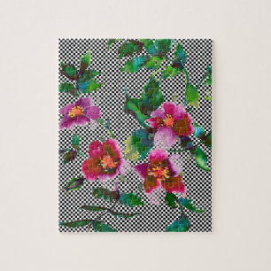 Elegante roze magenta waterverf bloemen rozen legpuzzel