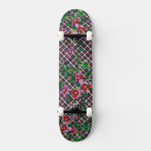 Elegante roze magenta waterverf bloemen rozen persoonlijk skateboard