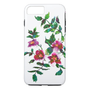 Elegante roze magenta waterverf bloemenrozen 	iPhone 8/7 plus hoesje
