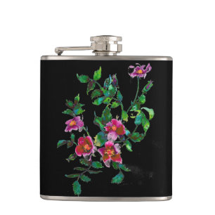 Elegante roze magenta waterverf bloemenrozen heupfles