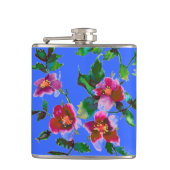 Elegante roze magenta waterverf bloemenrozen heupfles (Voorkant)