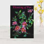 Elegante roze magenta waterverf bloemenrozen kaart (Gele Bloem)