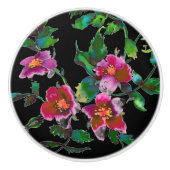 Elegante roze magenta waterverf bloemenrozen keramische knop (Voorkant)