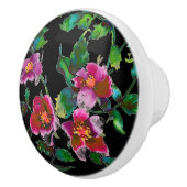 Elegante roze magenta waterverf bloemenrozen keramische knop (Rechts)