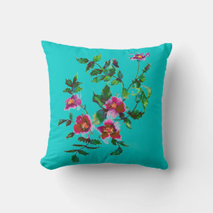 Elegante roze magenta waterverf bloemenrozen kussen
