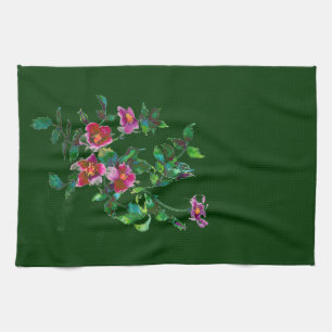 Elegante roze magenta waterverf bloemenrozen theedoek