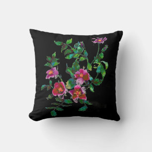 Elegante roze magenta waterverf bloemrozen  kussen