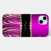 Elegante Roze Magenta Zebra Zwart Goud Case-Mate iPhone Case (Achterkant (horizontaal))