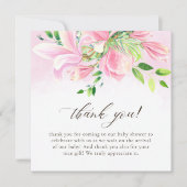 Elegante Roze Magnolia Aquarel Baby Douche Bedankkaart (Voorkant)