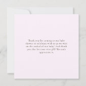 Elegante Roze Magnolia Aquarel Baby Douche Bedankkaart (Achterkant)