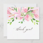 Elegante Roze Magnolia Aquarel Baby Douche Bedankkaart (Voorkant)