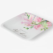 Elegante Roze Magnolia Aquarel Baby Douche Papieren Bordje (Gebogen)