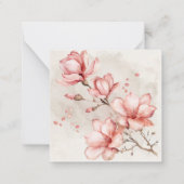 Elegante roze magnolia bloesems notitiekaartje (Voorkant)
