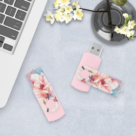 Elegante roze Magnolia Blossom USB Stick