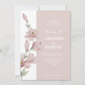 Elegante roze Magnolia bruiloft uitnodiging (Voorkant)